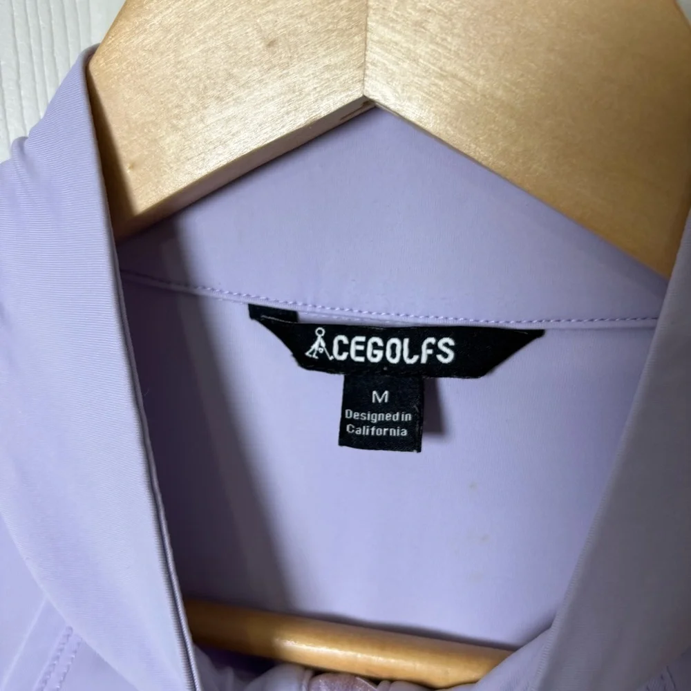 Cegolfs Golf Top Shirt Women Medium Long Sleeve Lilac Quarter Zip Pickleball NEW